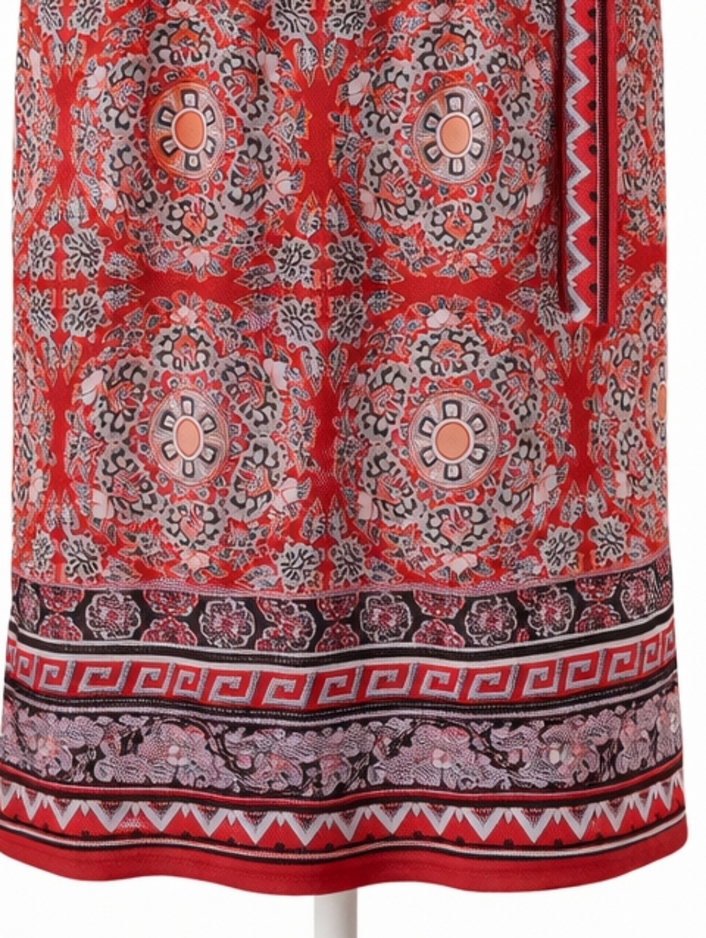 Max Studio Faux Wrap Dress | Red Boho Print | Tie Waist | Small - Picture 4 of 6